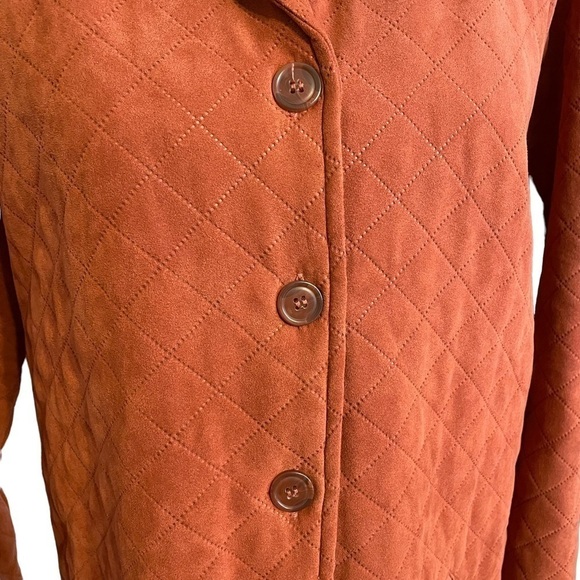 Lemon Grass Rust Orange Quilted Long Sleeve Barn Jacket Button Front. Large Tall - Picture 7 of 12